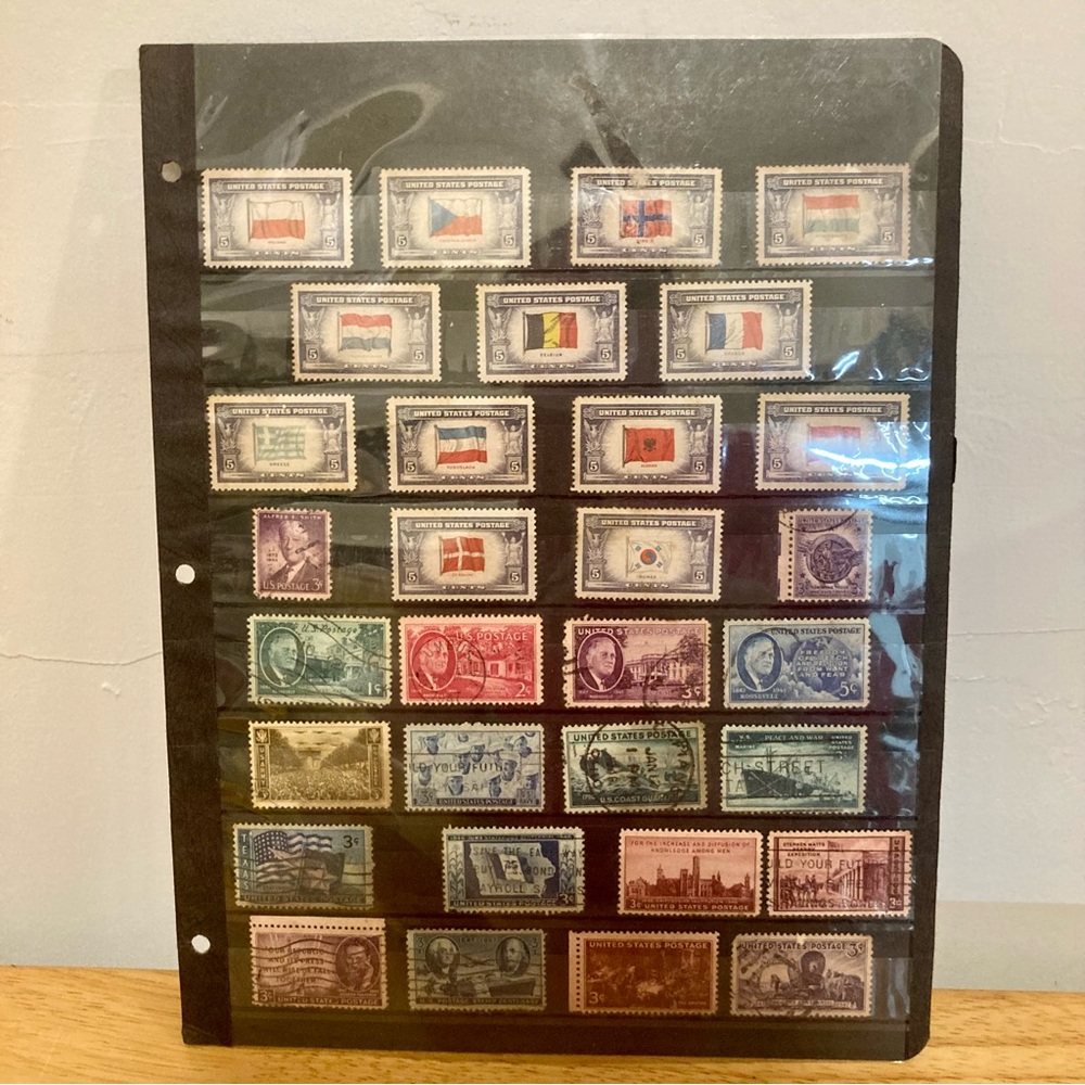 1940s Vintage Stamp Collection Page Ephemera US Stamps WWII Collectibles - Picture 3 of 15